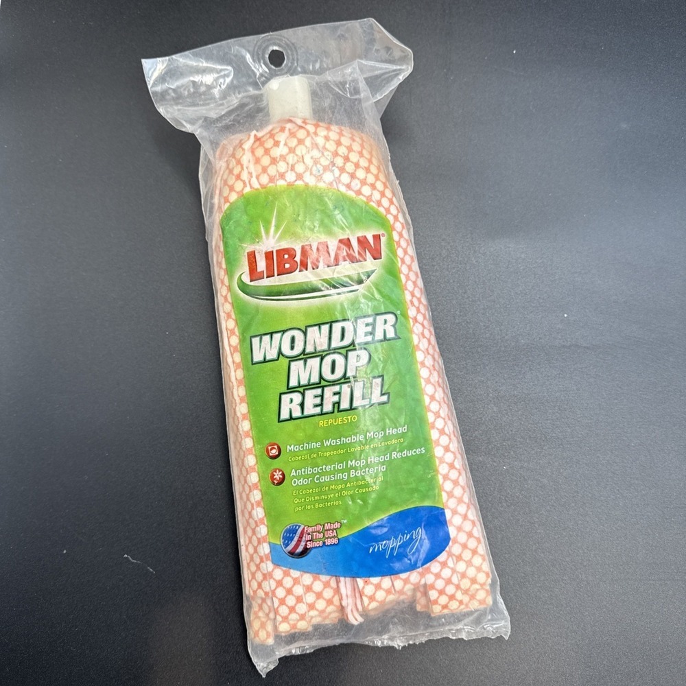 Libman Wonder Mop Orange White Microfiber Snap-On Refill Head